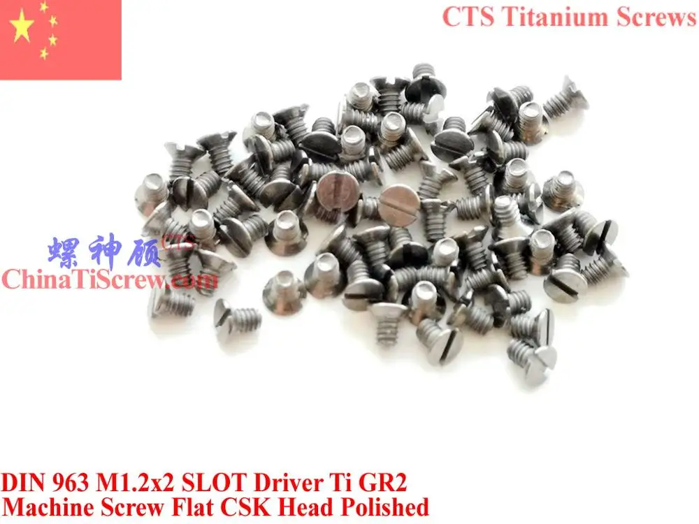 

DIN 963 M1.2 Titanium screws M1.2x2 M1.2x3 M1.2x4 M1.2x5 M1.2x6 M1.2x8 Flat Head Slot Driver Ti GR2 Polished QCTI Screw