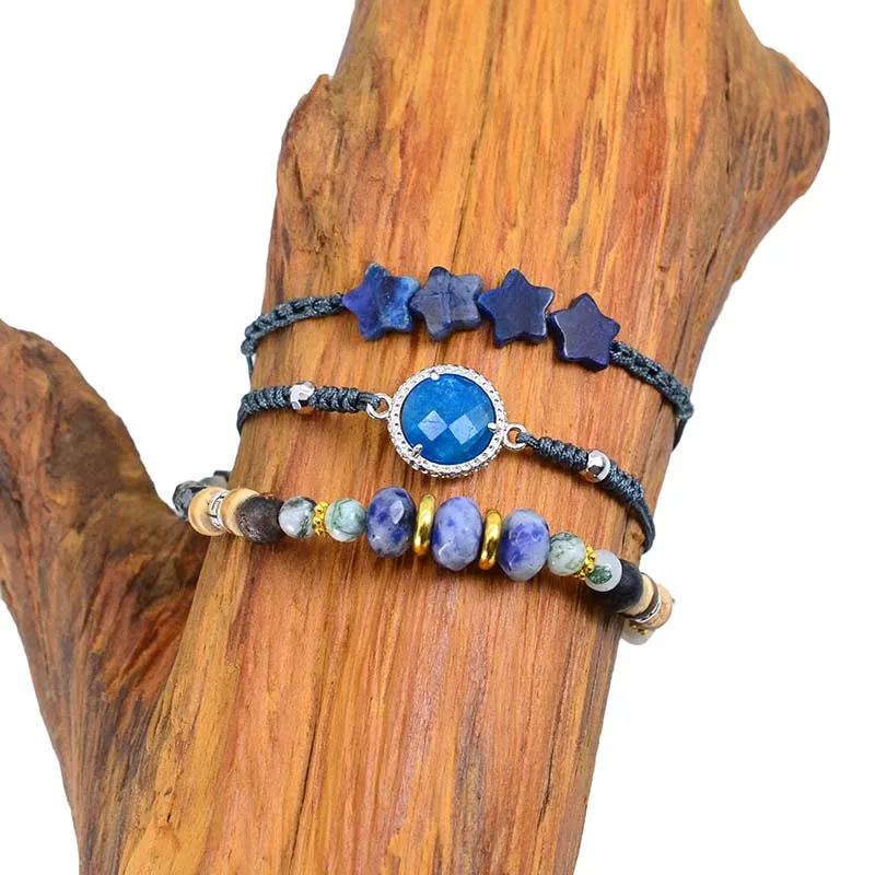 Bohemian Fashion Blue Crystal Pendant Adjustable Bracelet For Women Jewelry | Украшения и аксессуары