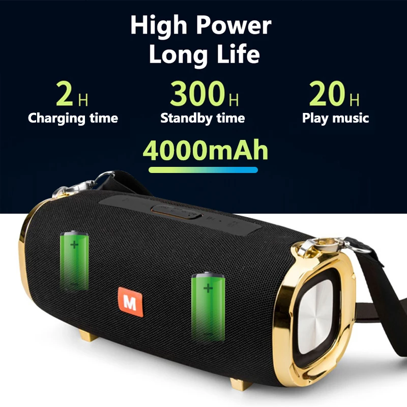 50w high power portable bluetooth speaker column outdoor wireless 3d bass stereo subwoofer music center support tffm radiousb free global shipping