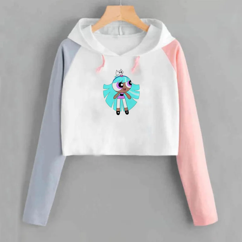 Женская толстовка с капюшоном укороченная Толстовка в стиле Харадзюку принтом