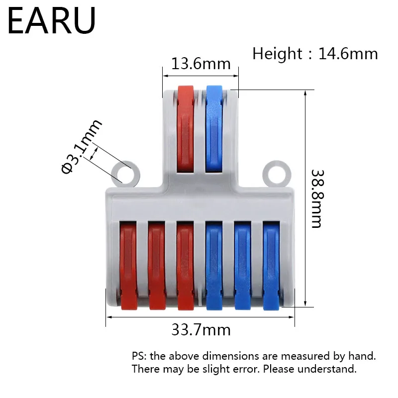 

SPL-42/62 2 In 4/6 Out Mini Quick Fast Wire Connector Universal Wiring Cable Connector Push-in Conductor Terminal Block LED Lamp