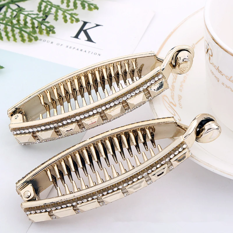Женские золотые заколки стразы аксессуары для волос Элегантные Заколки конского