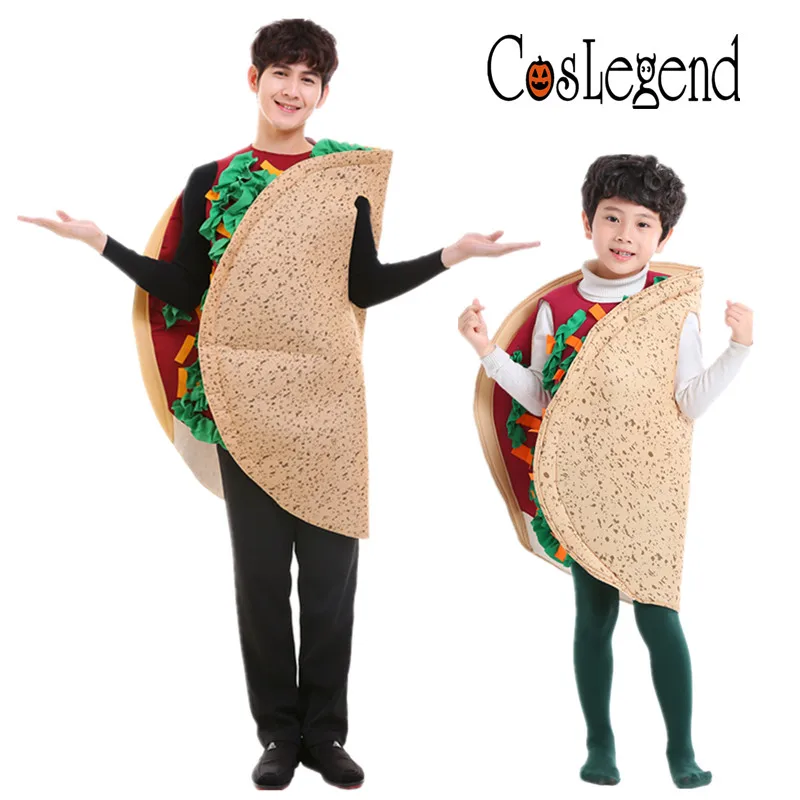 Взрослый и детский мексиканский костюм Тако для косплея еды Хэллоуина| |