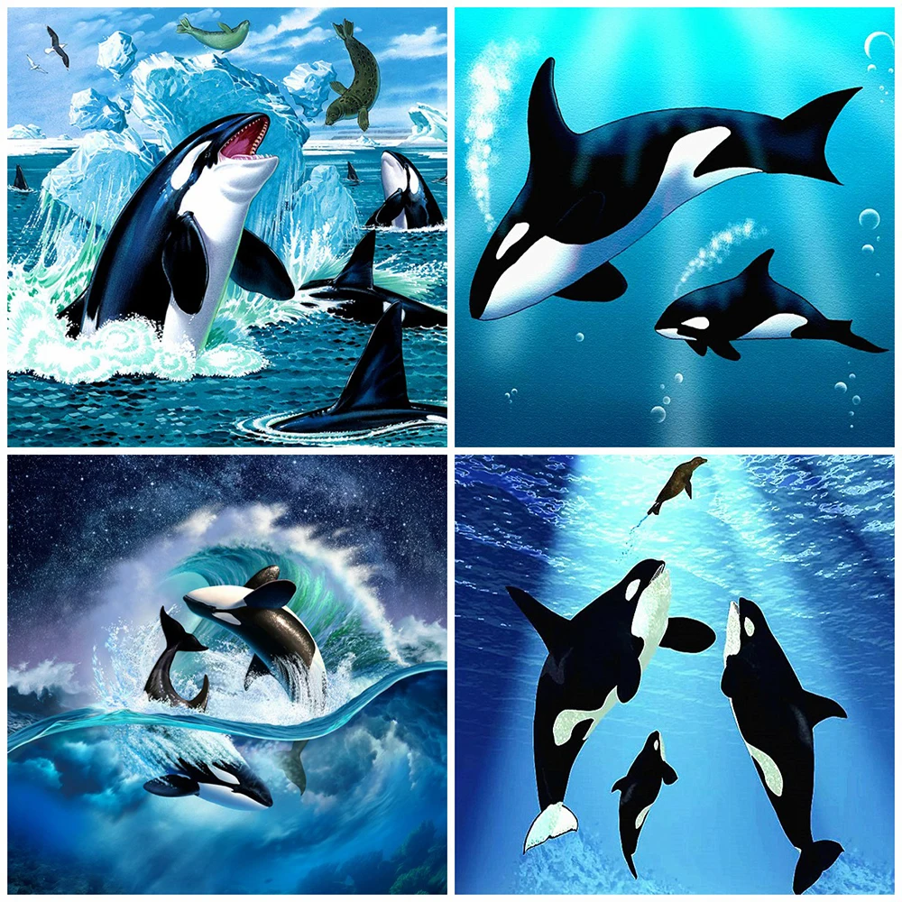 Алмазная вышивка EverShine с квадратными стразами картина китами мозаика