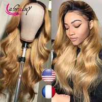 ombre honey blonde body wave hd lace frontal human hair wigs highlight colored wavy lace front wig full nature for black women