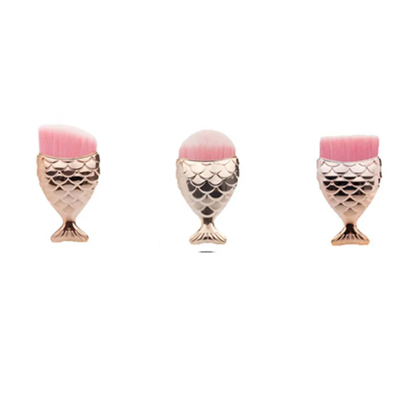 Make up Brushes Professional Mermaid Shape fish Makeup Brush Cosmetic Fishtail Powder Foundation Blush Face Tools | Красота и