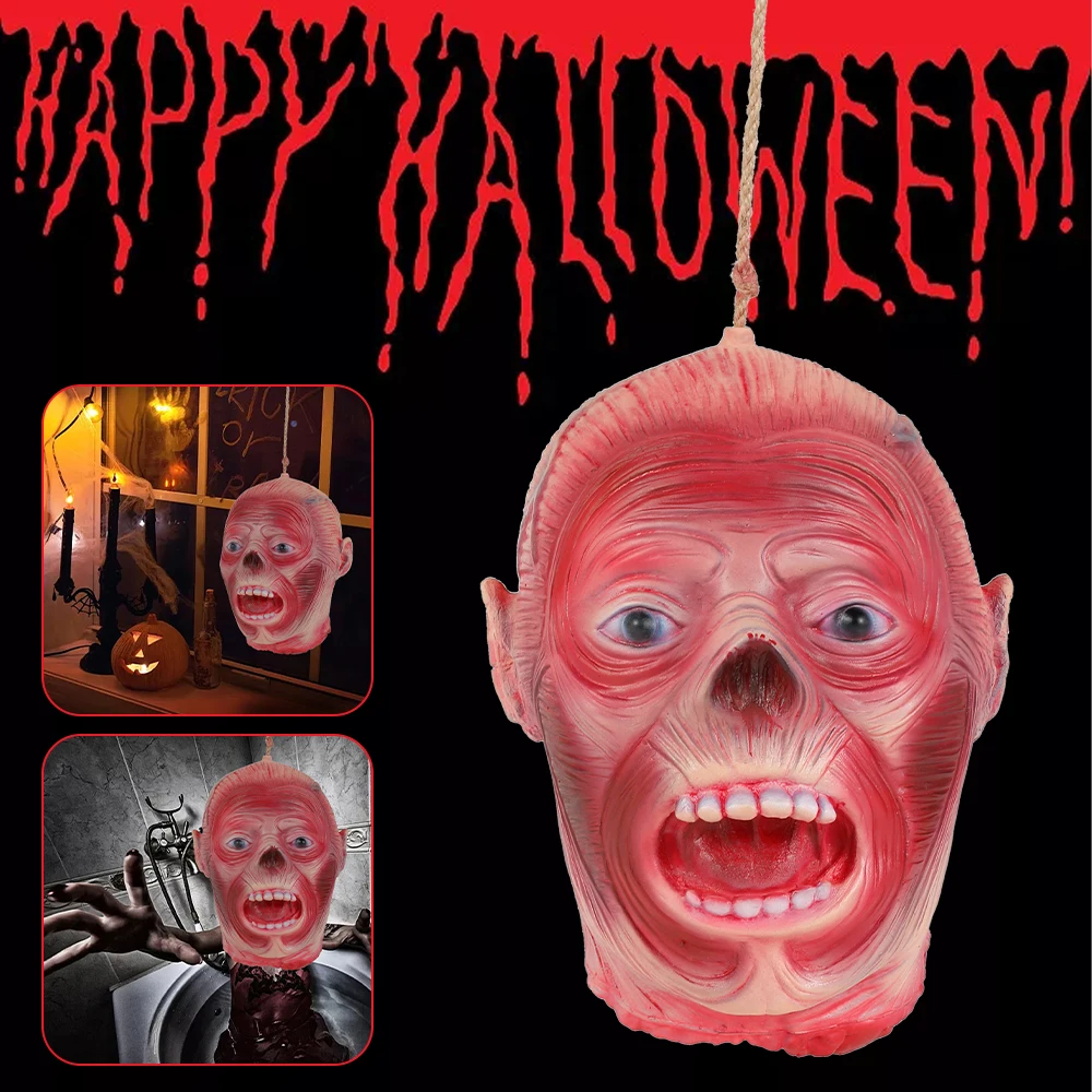 

Реквизит для Хэллоуина, имитация черепа, подвесное украшение, голова черепа, статуя с привидениями, реквизит для Хэллоуина, ужас, фотореквиз...