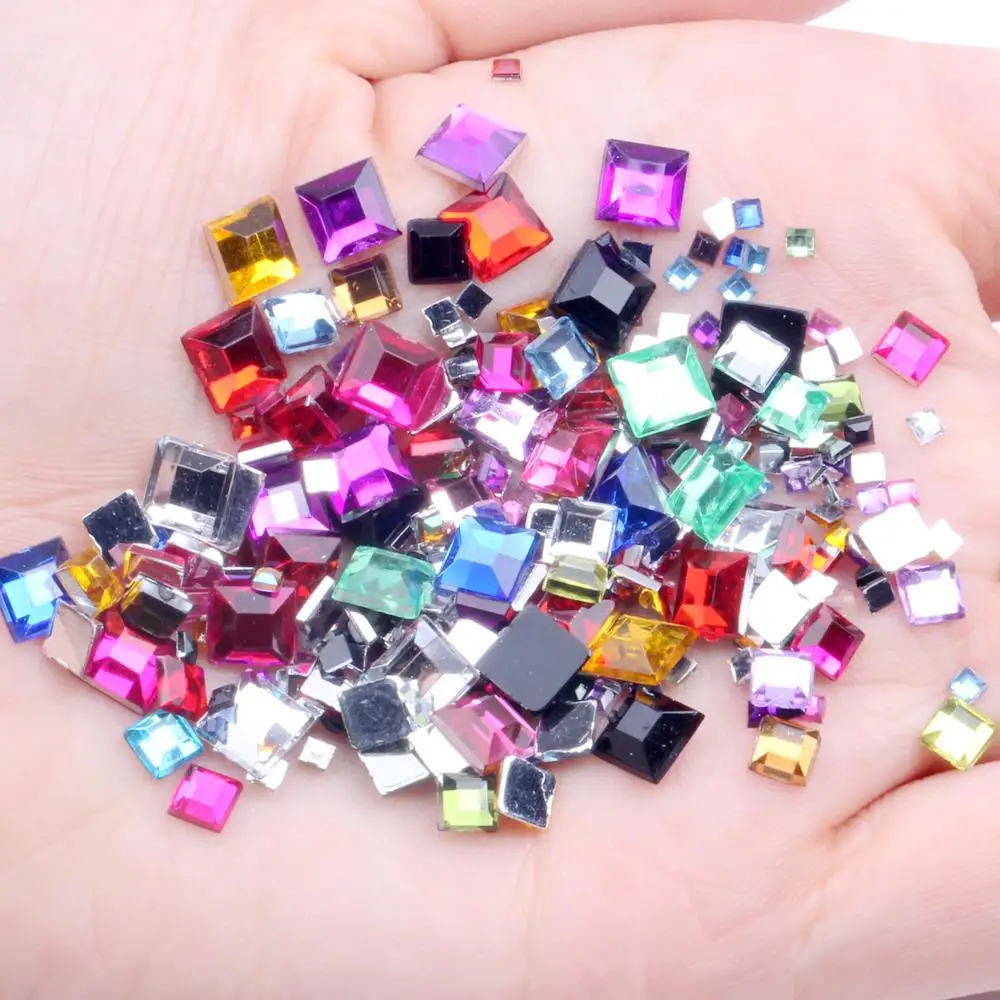 Квадратные Стразы для ногтей 2 4 6 мм разноцветные стразы с плоской задней