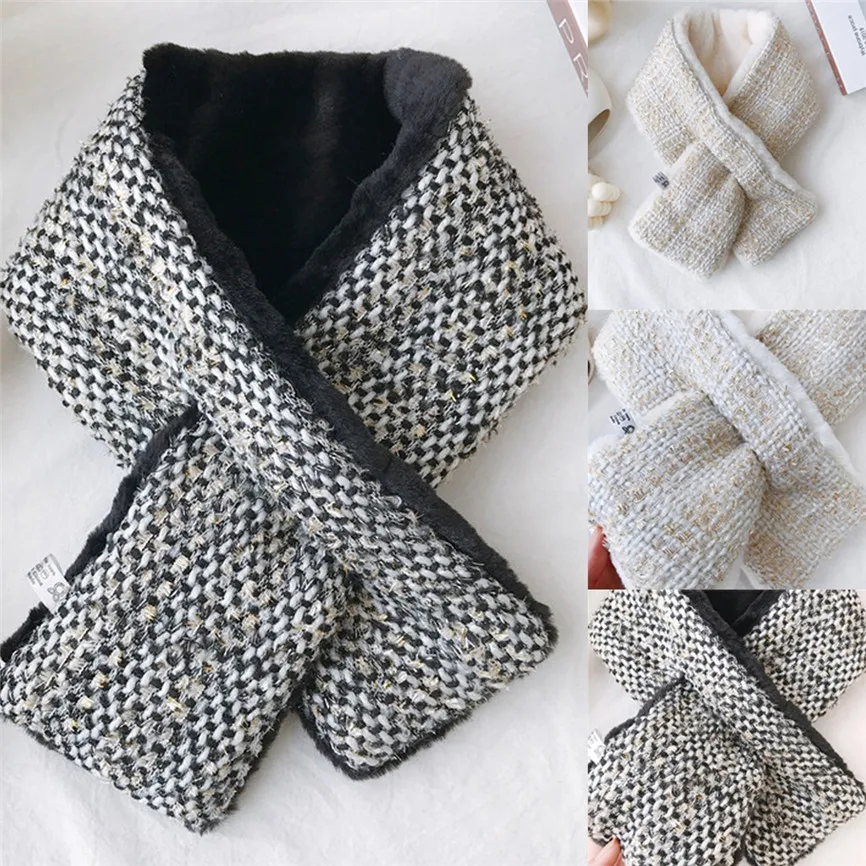 Модный женский зимний шарф из искусственного меха однотонная верхняя одежда с