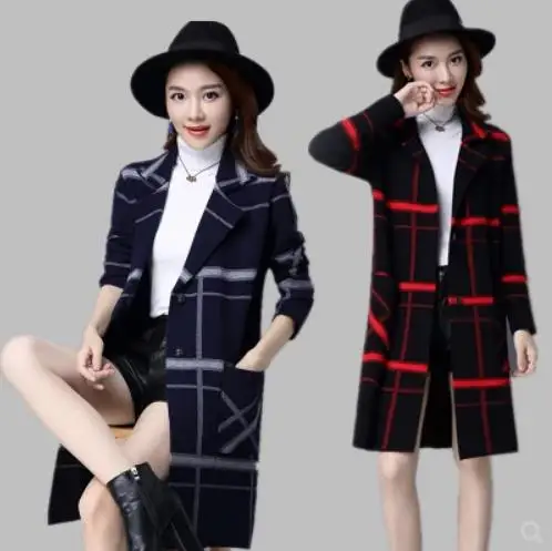 Корейское пальто женский весенне-осенний вязаный свитер плюс размер кардиган