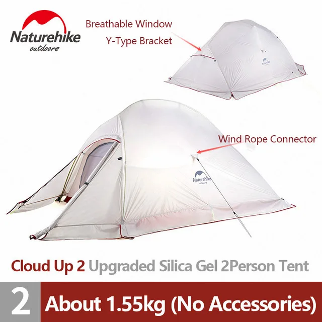 Naturehike Cloud Up 2 Camping Tent Double Persons Tourist Tent Ultralight 20D Silicone Waterproof Outdoor Hiking Tent NH17T001-T - Цвет: UP2 20D Snow Skirt