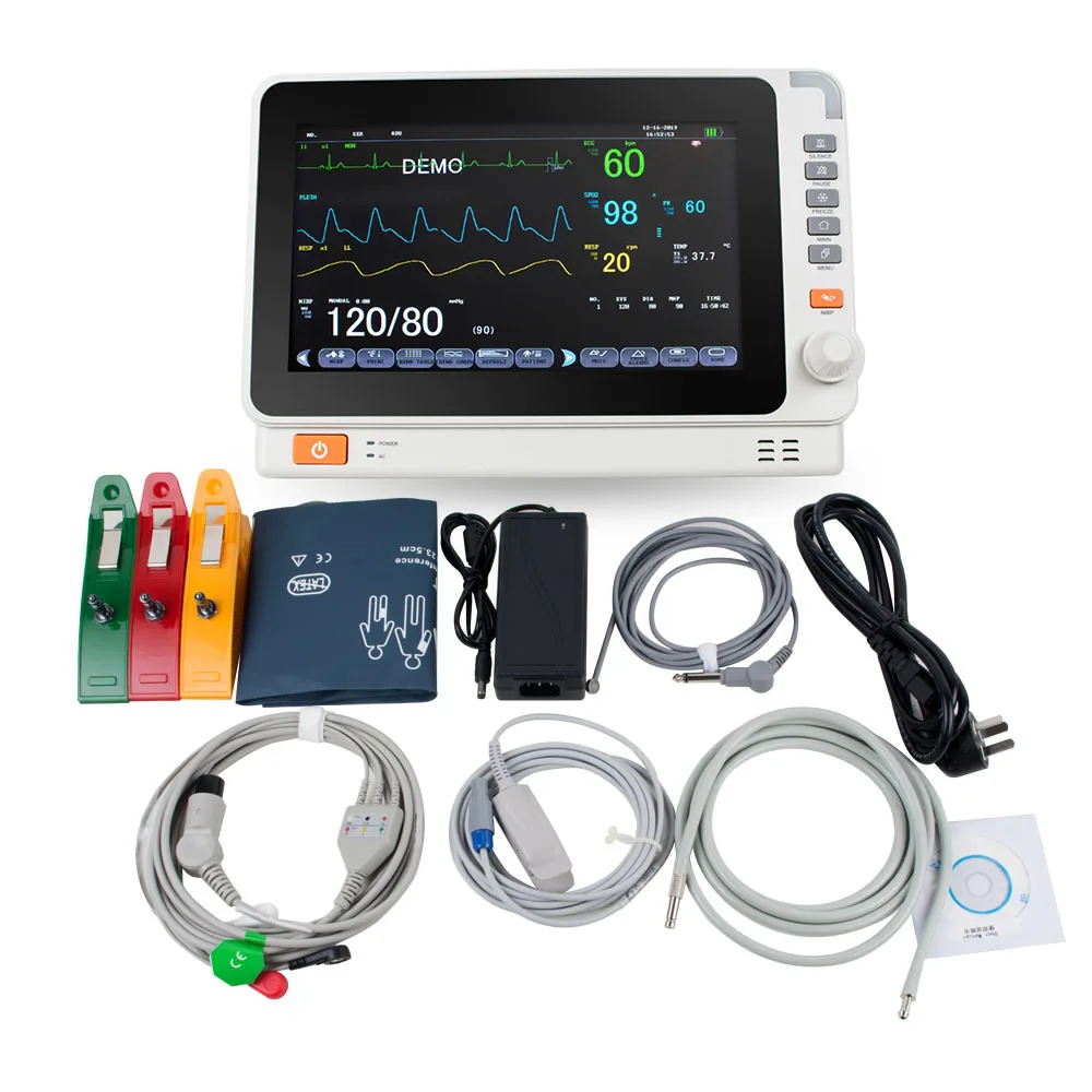 

10 Inch Multi-parameter Monitor ICU CCU Vital Sign Dental Patient Monitor ECG NIBP RESP TEMP SPO2 PR