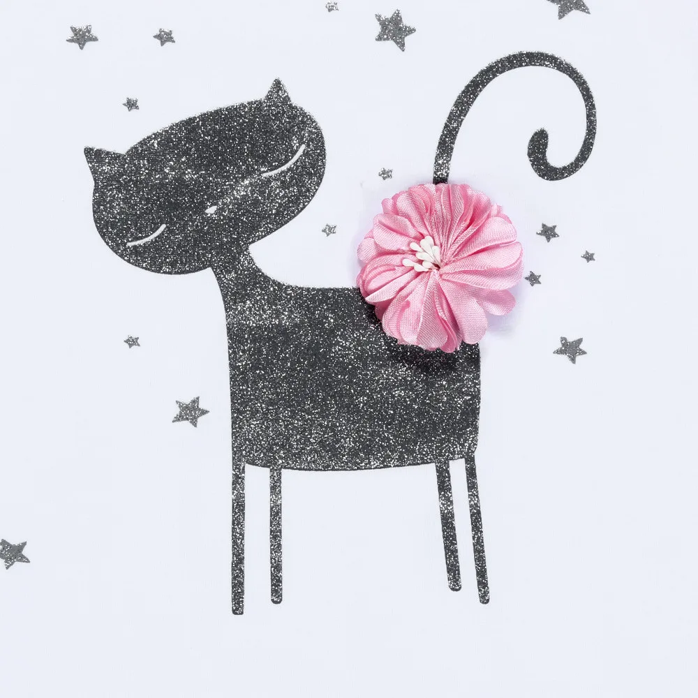 Летняя одежда с принтом мультяшного кота для маленьких девочек милый Пот