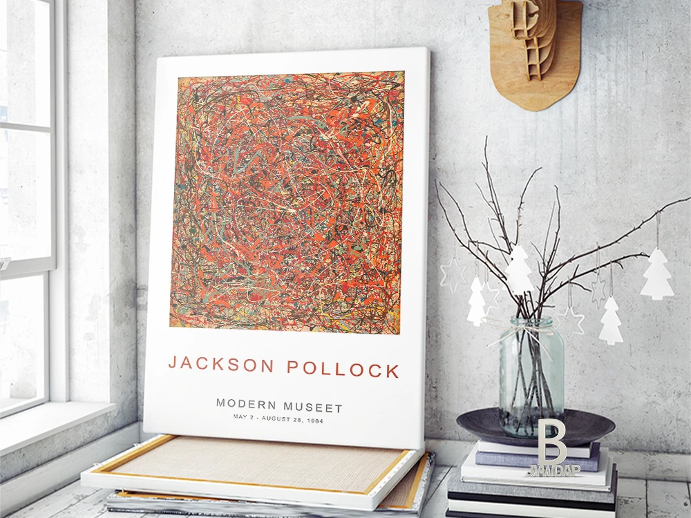 Джексон Поллок Абстрактная Картина на холсте постер линия граффити