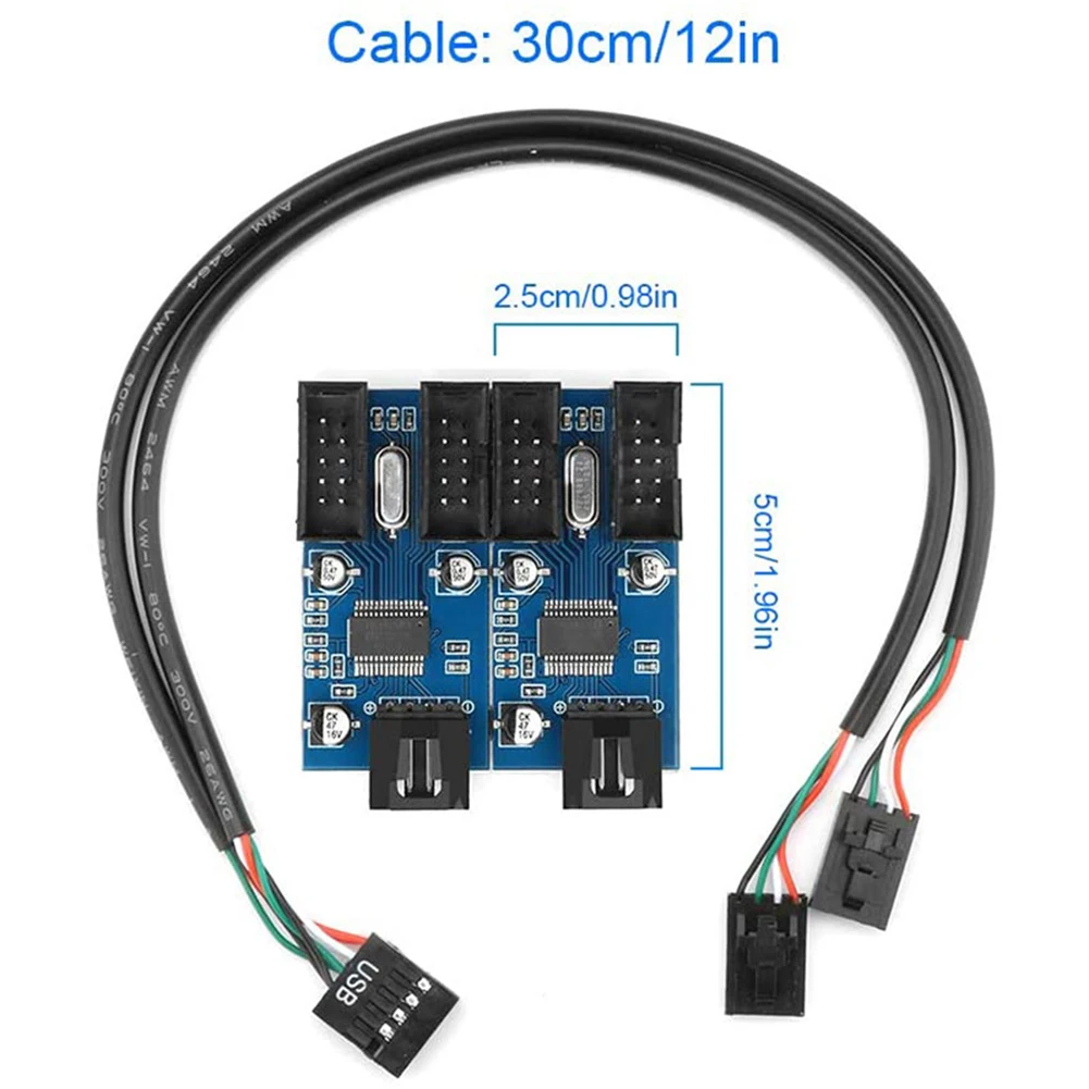 30cm USB 9 Pin Interface Header Motherboard Extension Splitter 1 To 2/4 Cable Desktop USB2.0 HUB Connectors Adapter Port images - 6