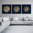 Золотая круглая Мандала в стиле ретро с черной границей, Круглый Декоративный постер в стиле ретро, настенное украшение для спальни, гостиной, дома