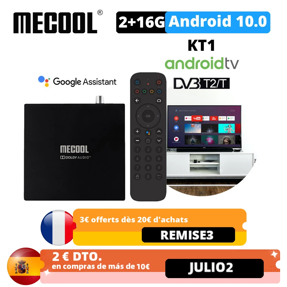 Умная ТВ приставка MECOOL KT1 Google сертифицированная Android 10 0 2G 16GB DVB T2/T/C Amlogic S912 64bit BT4.2 HD