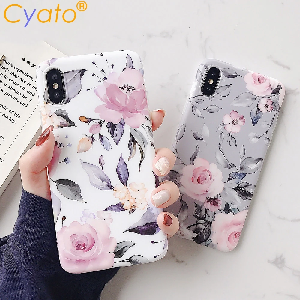 Чехлы CYATO с красивыми цветами для телефонов iPhone 11 Pro Max XS XR X 6 6S 7 8 Plus мягкий IMD чехол