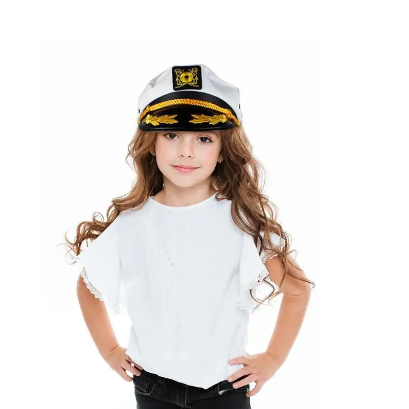 Регулируемая белая вышитая Кепка для лодки, темно-синяя кепка, шляпа для катания на лодках, берет для взрослых и детей, профессиональная одежда