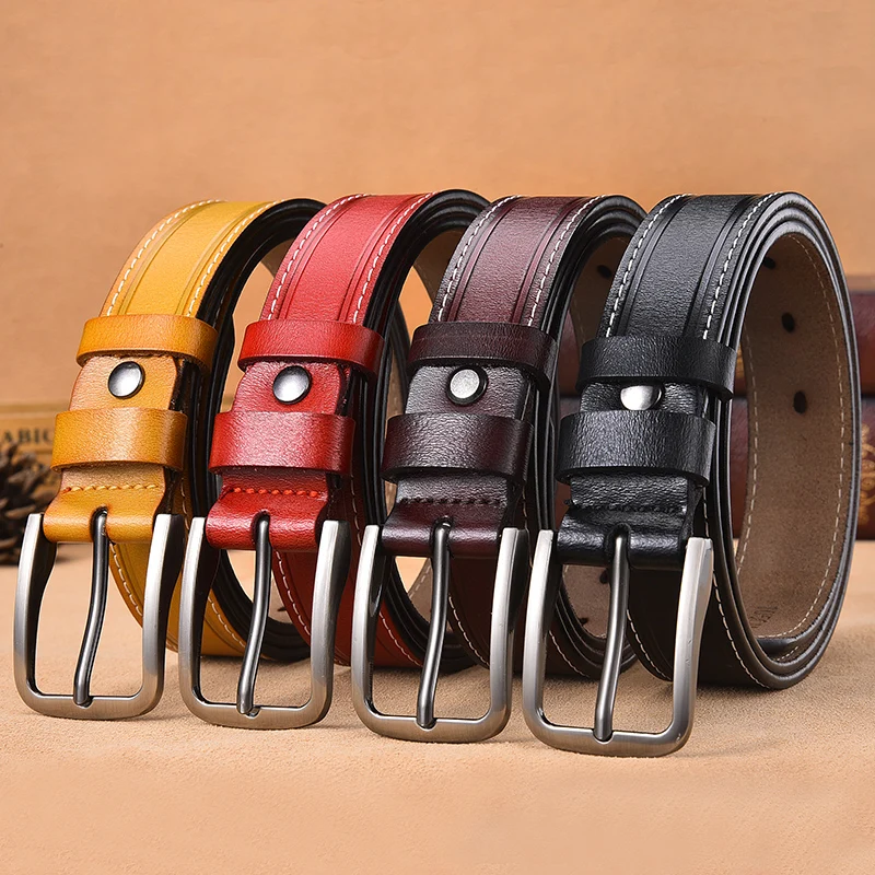 【DWTS】Women Belt Designer Female Genuine Leather Belts For Women Strap Pin Buckle Fancy Vintage for Jeans | Аксессуары для