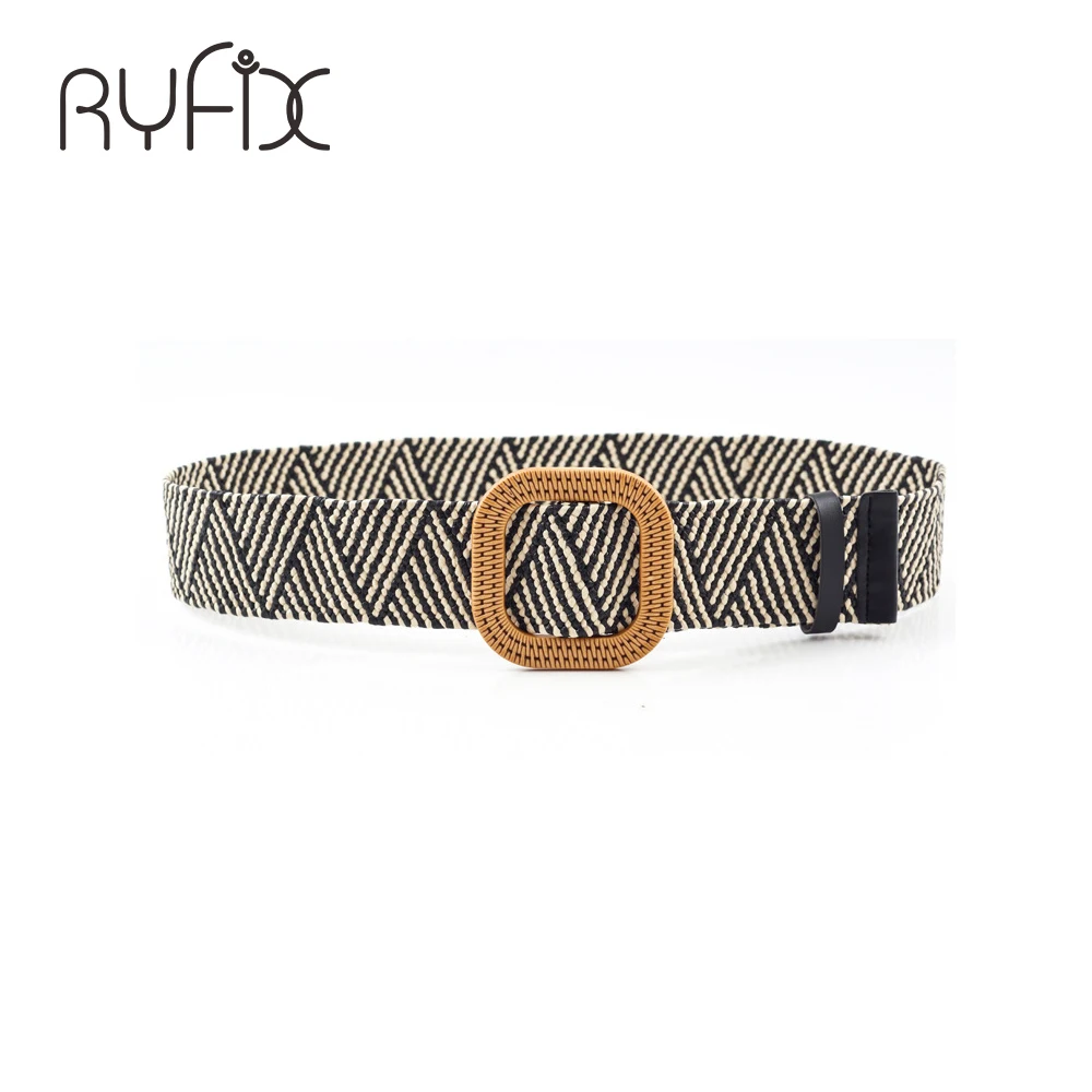 Ремень Плетеный женский в стиле бохо широкий эластичный пояс из ПП соломы с
