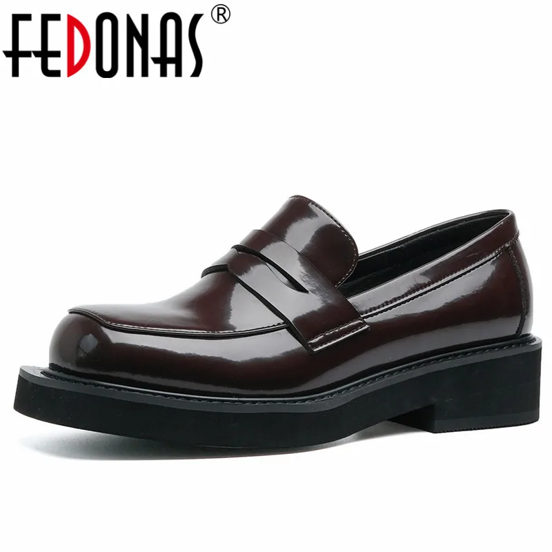 

Женские туфли-лодочки FEDONAS, повседневные классические туфли из натуральной кожи на низком каблуке с квадратным носком, весна-лето 2022