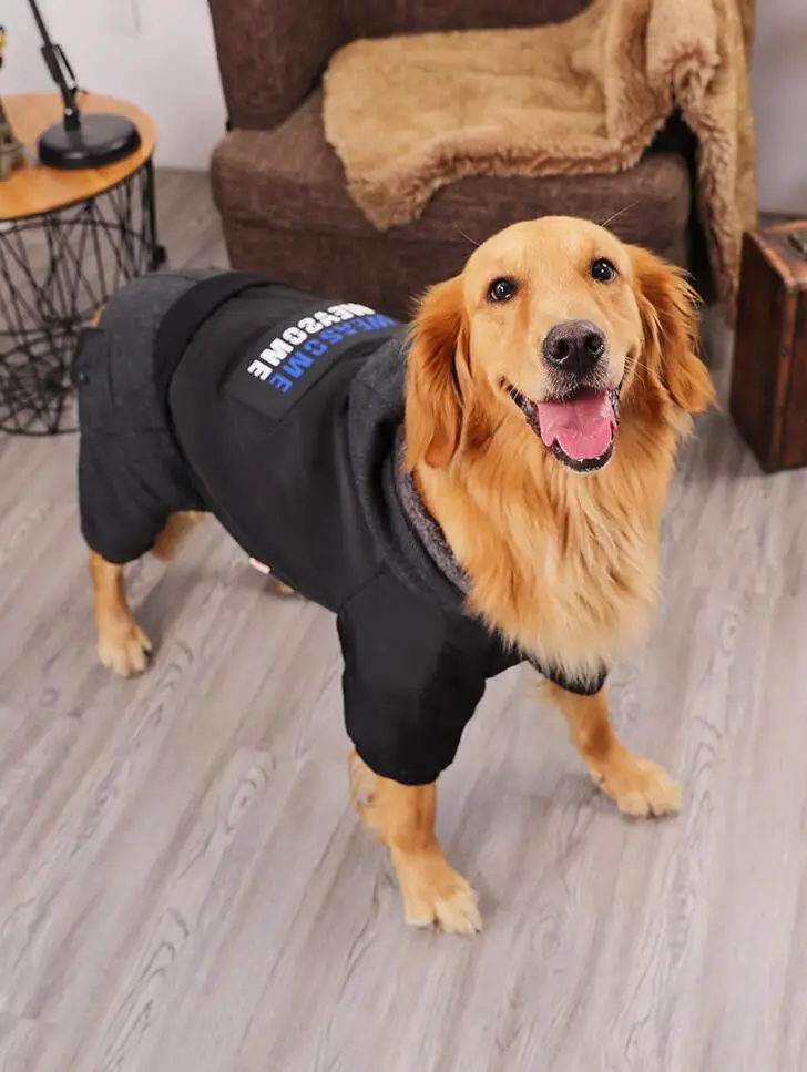 Зимний комбинезон для больших собак черный красивый рабочая одежда пород 3XL 4XL 5XL