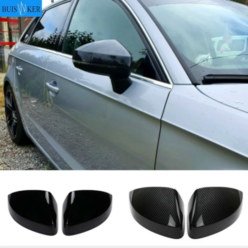 

For Audi A3 S3 8V RS3 2013 2014 2015 2016 2017 2018 2019 RearView Mirror Case Cover Carbon fiber pattern or Black Cover