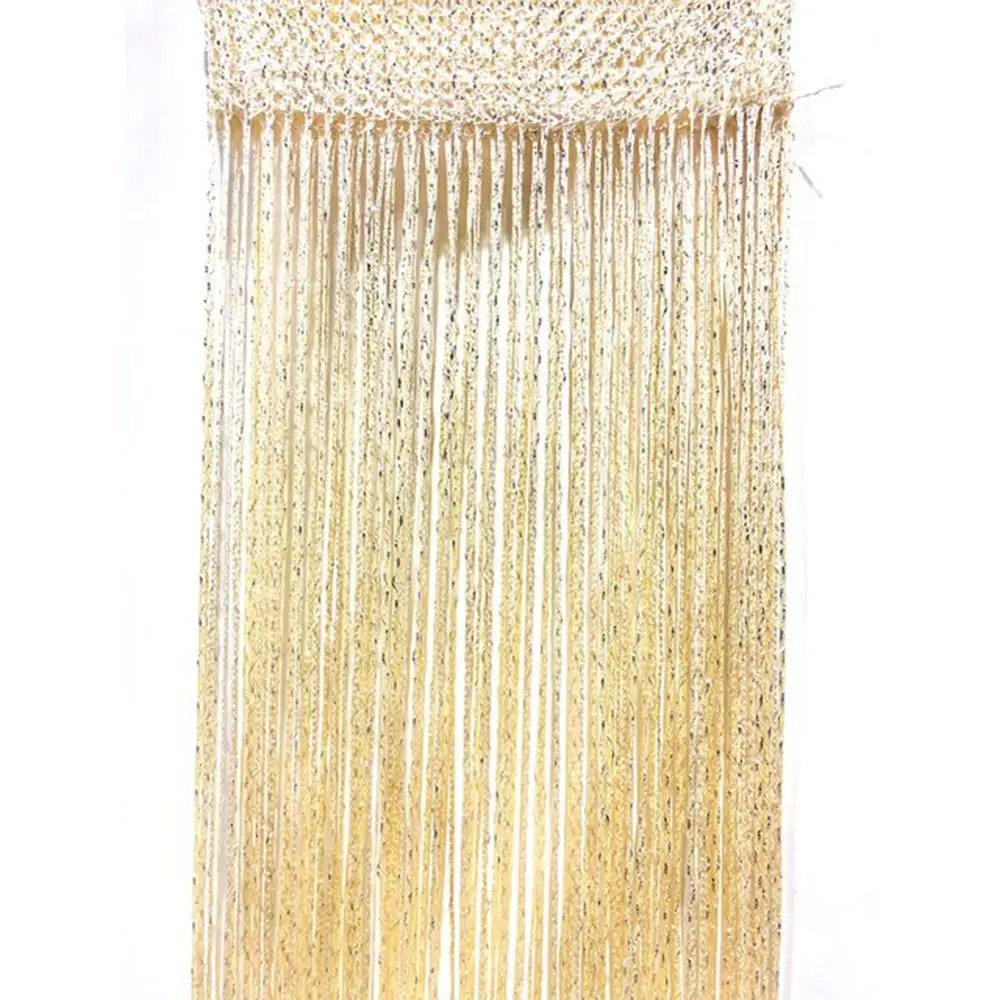 

Decorative Silver Silk Curtain Shiny Tassel Window Glass Panel Room Partition Board Fly Screen Door Suspension