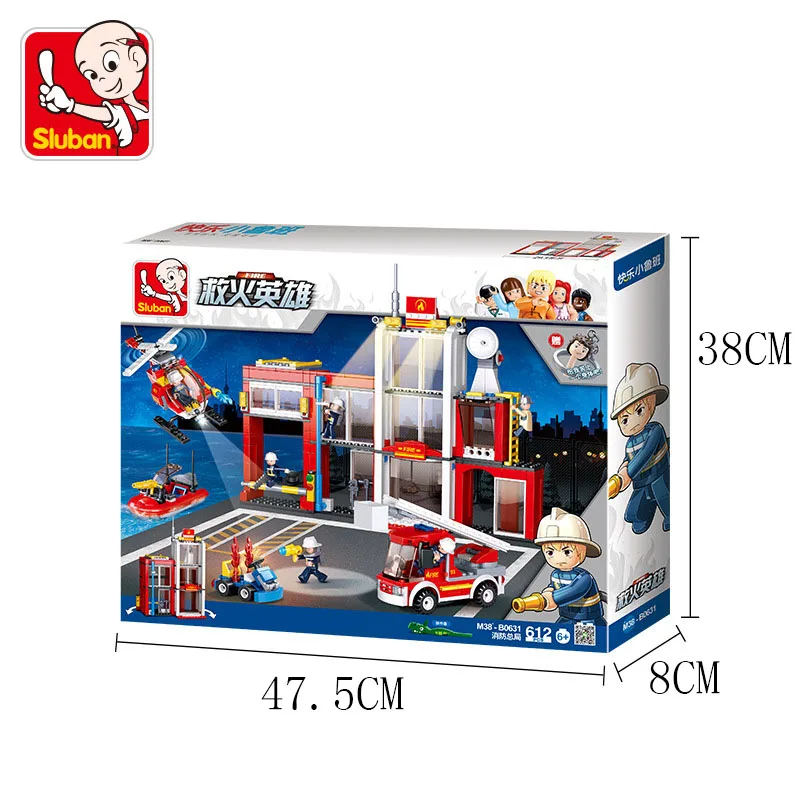 

DIY sLuban Fire Fighting Hero Fire Alarm Series Fire Department Children's Puzzle Assembled Building Block Toy M38-B0631