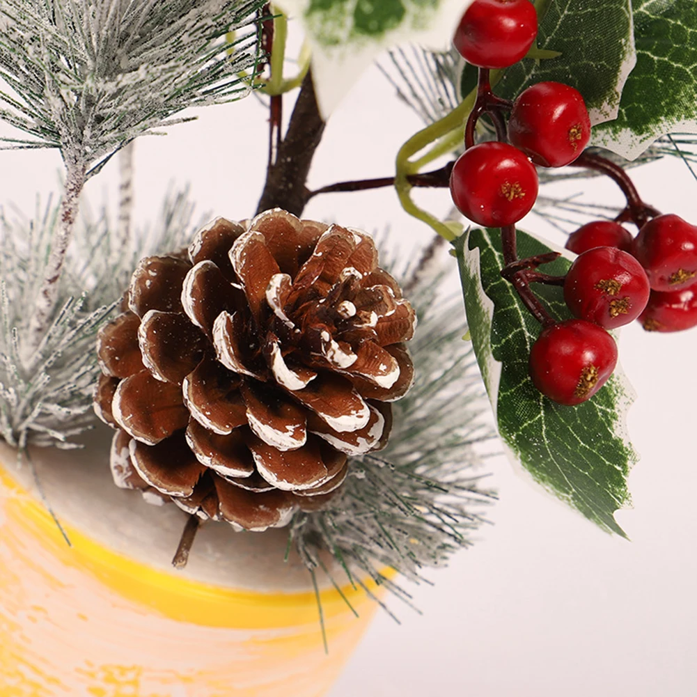 Мини орнамент на рождественскую елку липкая белая сосновая игла настольный