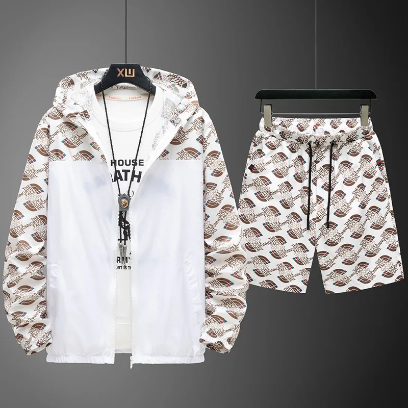 

Summer loose thin suit men's long sleeves a pair of sports and leisure two sets of boys' shorts fishing sunscreen clothing