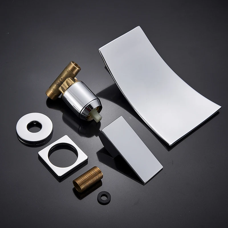 Модный настенный смеситель для раковины с водопадом хромированный/черный ванной