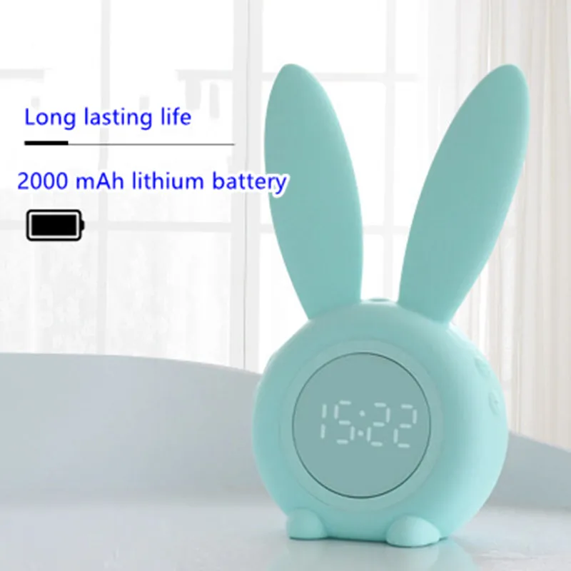 

Cute Bunny Ear LED Digital Alarm Clock Electronic USB Sound Control Rabbit Night Lamp Desk Clock Home Decoration Clock Digital
