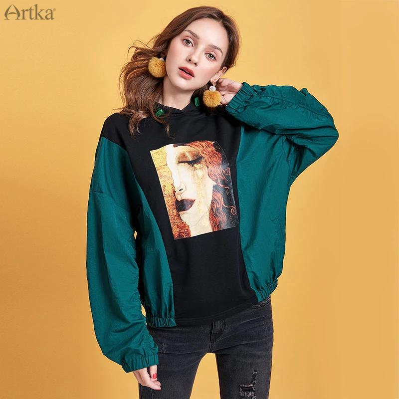 ARTKA 2019 осенние новые женские толстовки модная цветная стеганая Толстовка