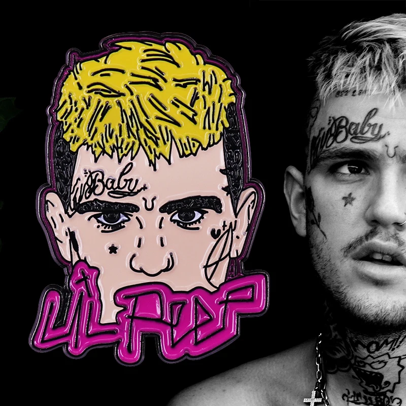 Значок Lil Peep в стиле хип хоп эмалированная брошь форме Скалки хеллбоя с камнем