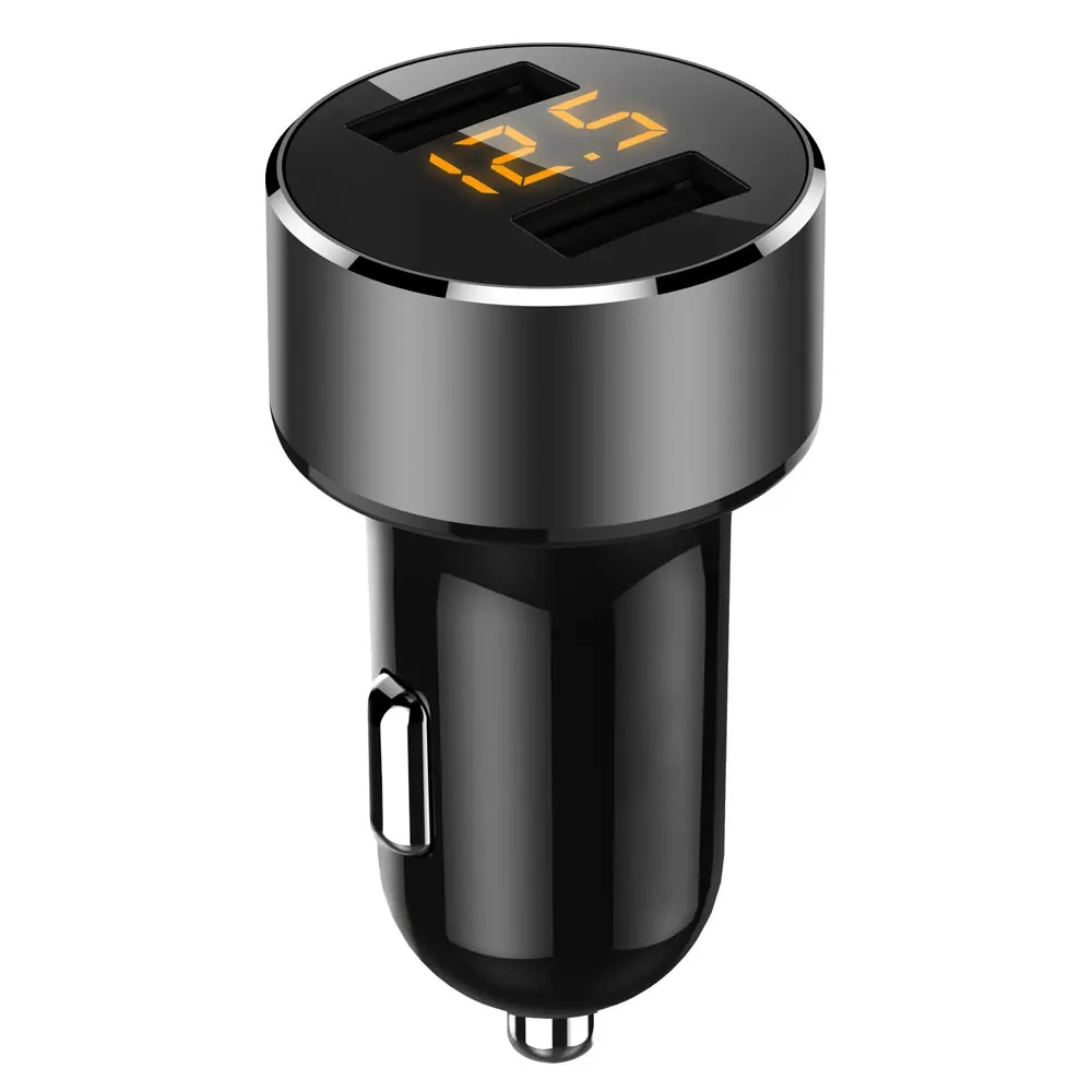 ROMAN 3.1A 5V Dual USB Автомобильное зарядное устройство с светодиодный дисплей универсальное автомобильное зарядное устройство для телефона Xiaomi samsung S8 iPhone X 8 Plus планшет и т. Д - Тип штекера: Black Color