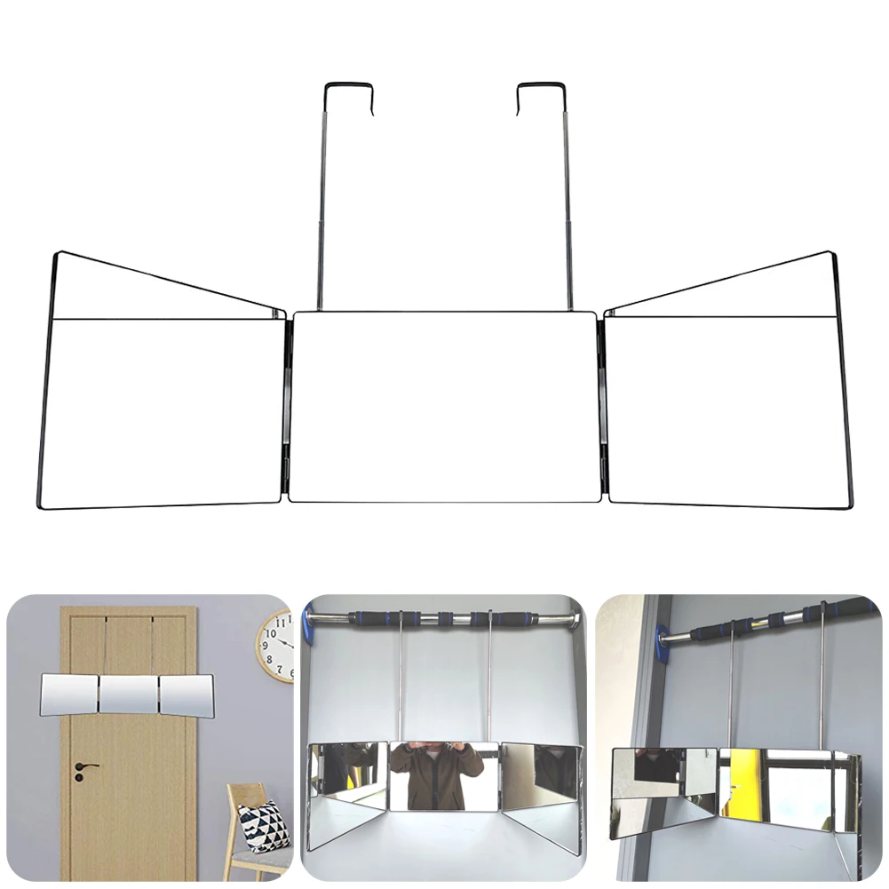 

3 Way Mirror Self Haircutting Styling Trifold Mirror With Over The Door Hook ABS Hard Shell Adjustable Mirror For Home Barber