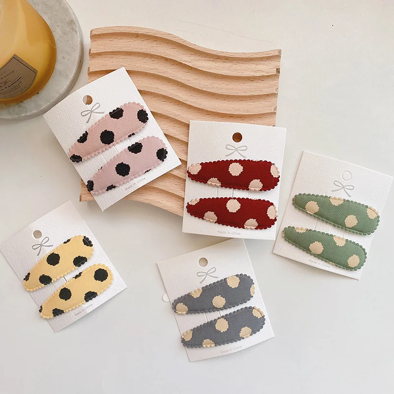 

1 пара, детские заколки для волос в горошек, в Корейском стиле