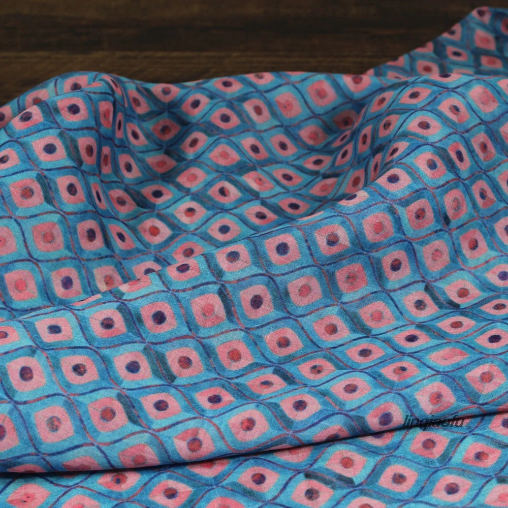 Оригинальный синий низ Бриллиантовая летняя ткань из чистого рами с