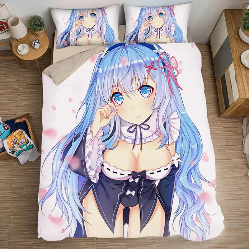 

Anime Re:Life In A Different World From Zero Bedding Set Duvet Covers Rem Comforter Bedding Sets Bedclothes Bed Linen 11