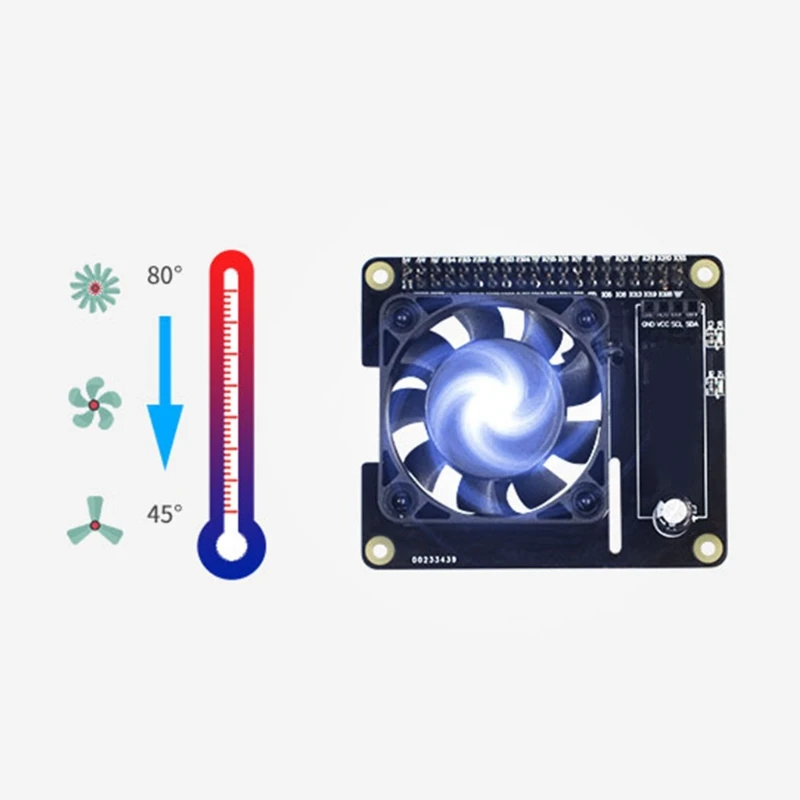 

Ice Cooling Fan Intelligent Speed Temperature Control Expansion Board CPU Information Fan Spee LCD for Raspberry Pi 4B/3B+/3B