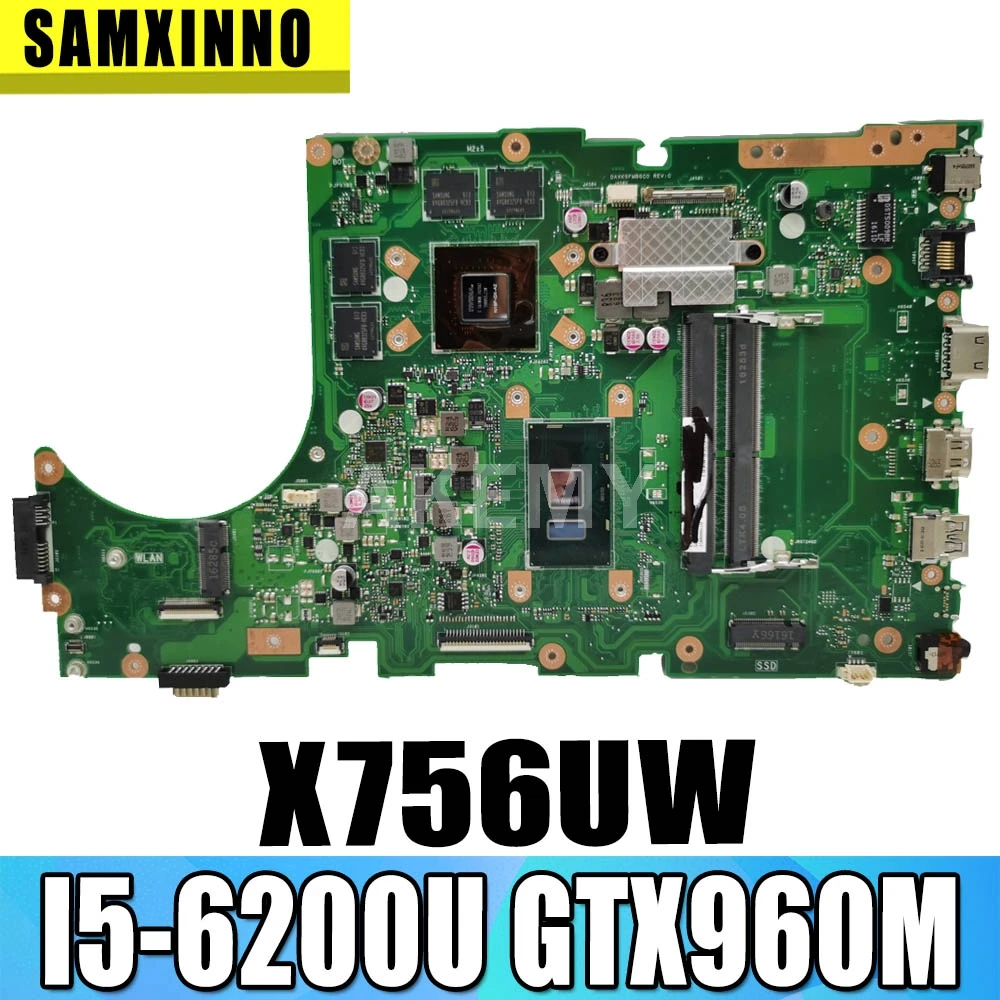 

90NB0C40-R02000 материнская плата для ASUS X756UX X756UW X756UQ материнская плата I5-6200/6198U GTX960M DDR3 слот DDR4