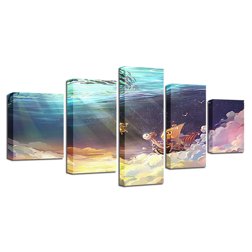 

Canvas Modern HD Framework Home Decoration Painting Wall Art 5 Panel Animation One Piece Living Room Printed Pictures Poster