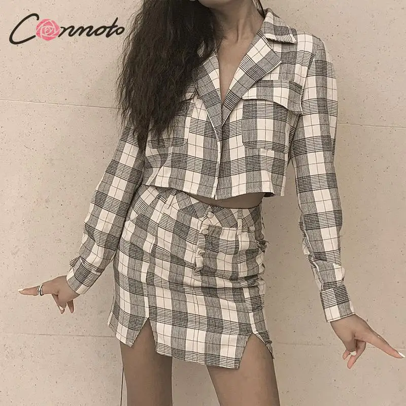 Женское Короткое платье Conmoto клетчатый комплект из 2 предметов блейзер с длинным