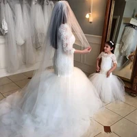 whiteivory flower girl dress for little girls short sleeve children mermaid wedding party gowns