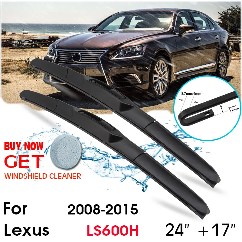 

Car Wiper Blade Front Window Windshield Rubber Silicon Refill Wipers For Lexus LS600H 2008-2015 LHD/RHD 24"+17" Car Accessories