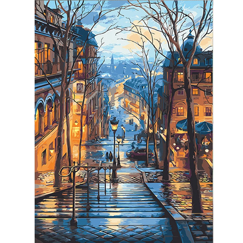 Пейзаж DIY картина маслом по номерам взрослый подарок уличный пейзаж Раскраска