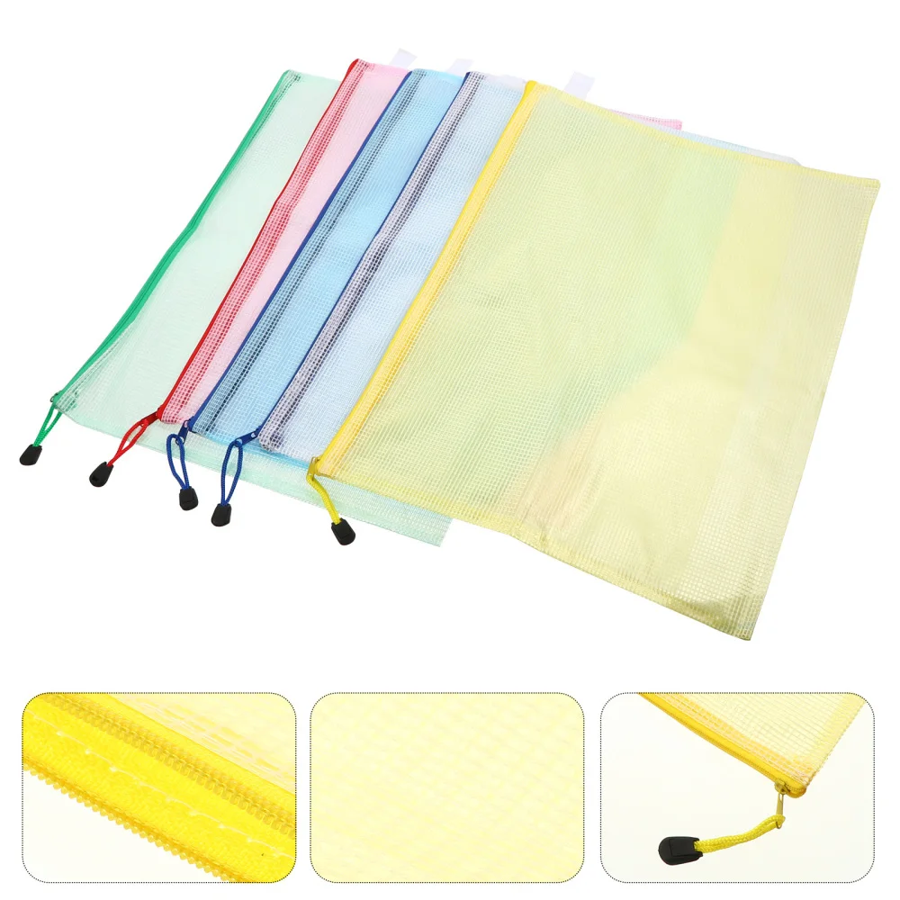

10pcs A3 Zipper File Bags PVC Document Bags Zipper Folders Document Organizers