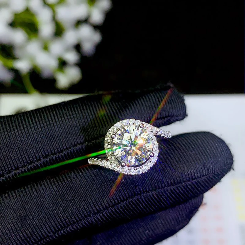 BOEYCJR 925 серебро 0.5ct/1ct/2ct/3ct F цвет Moissanite VVS обручальное свадебное кольцо с бриллиантом с национальным сертификатом для женщин